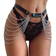 Punk Black Waist Harness Body Chain Belt Leather Rave Lingerie Goth Accessories
