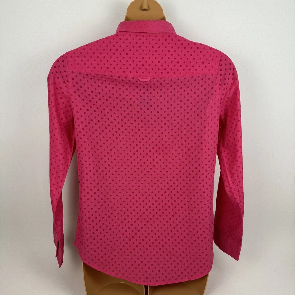 Camisa Abercrombie Fitch Abotonada Manga Larga Lunares Rosa Mujer Mediana M Foto 4 de 4