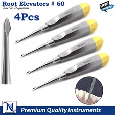 4Pcs Dental Tooth Extraction Elevator, #60 Surgical Instruments Gold Back