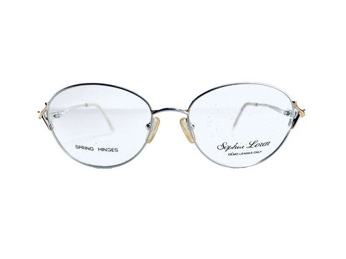 Sophia Loren Gold Purple Metal Oval Half Rim Glasses  display picture 3
