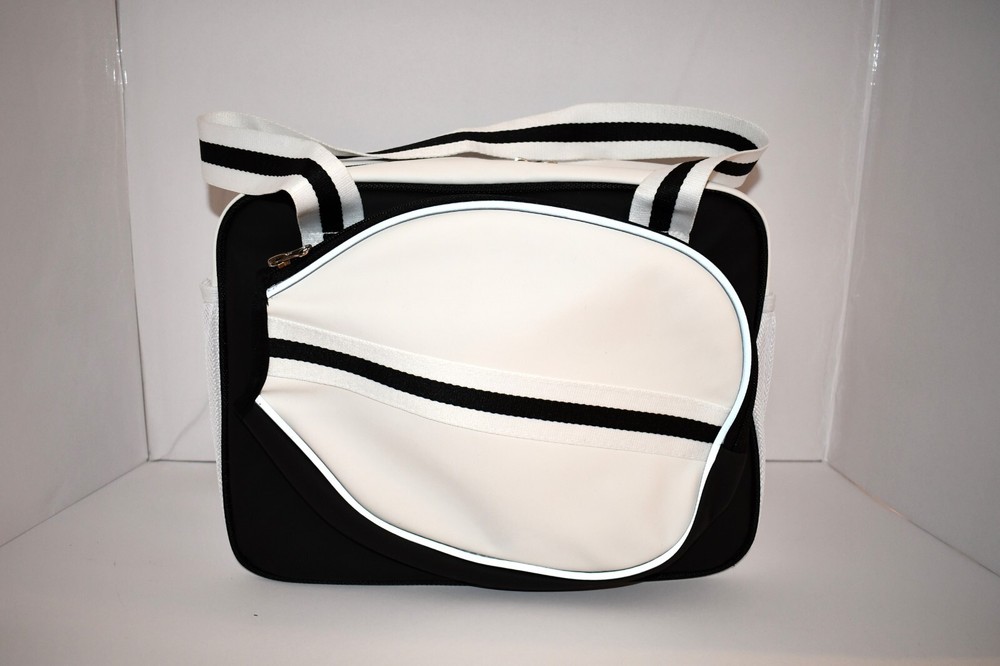 Pickleball Faux Leather Tote in Black & White New With OUT Tags