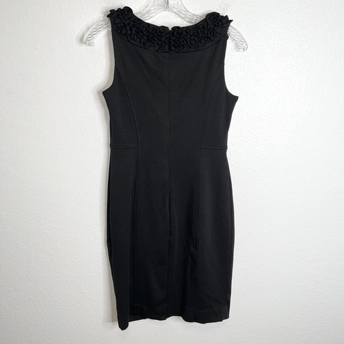 Charter Club Dress women Size 4 Petite Black Ruffled Sheath Sleeveless b22 - Picture 5 of 20
