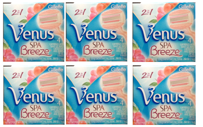Gillette Venus Spa Breeze Refill Razor Blade Cartridges, 24 Count