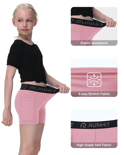 4" Girls Volleyball Shorts Spandex Biker Shorts for Girls Youth Running Gymna... - Picture 3 of 6