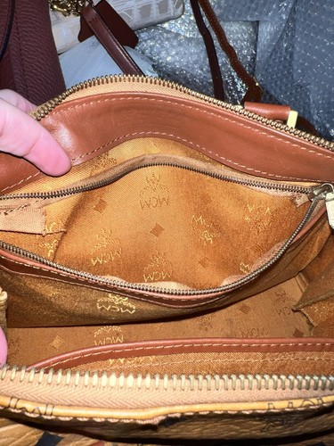 Authentic MCM Cognac Visetos Boston Bag - Picture 11 of 15