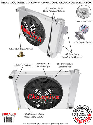 SR 3 Row Radiator,16'' Fan,Shroud for 1967-1969 Chevy Camaro Small Block (Manual)