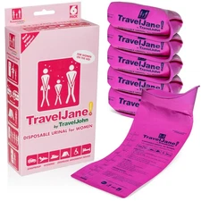 TravelJane Disposable Urinal for All Genders, Adults, and Children (6 Pack) D...