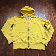 Vintage Polo Ralph Lauren Hoodie Mens Medium Yellow Full Zip Y2K READ
