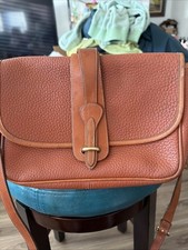 Vintage Dooney Bourke AWL Equestrian Flap Crossbody British Tan Made USA
