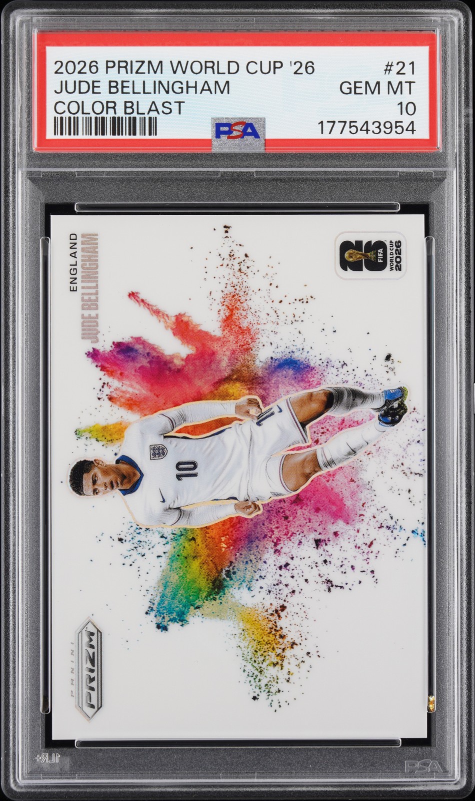 2026 PANINI PRIZM FIFA WORLD CUP 2026 COLOR BLAST #21 JUDE BELLINGHAM PSA 10
