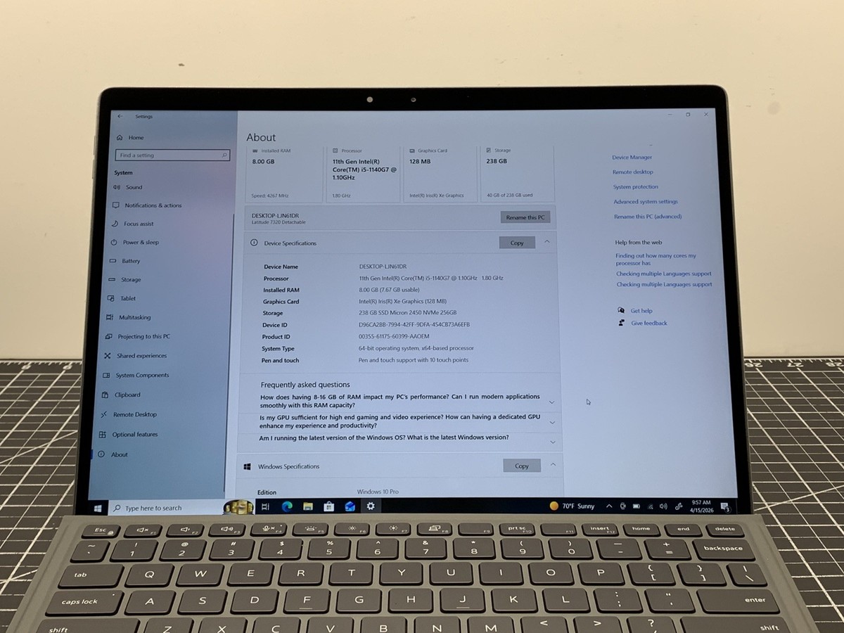 Dell Latitude 7320 Detachable Core i5-1140G7 | 256GB SSD, 8GB RAM