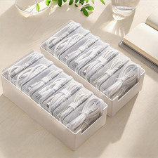 2 PCS Cable Organizer Box with 7 Clear Switch Case, Desktop Charger Cord Storage