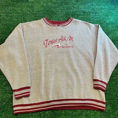 Vintage 90s Texas A&M University Crewneck Sweatshirt Size XL Gray Striped Cuffs