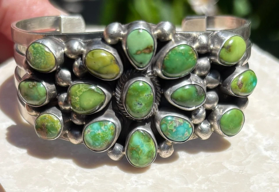 Sonoran Mountain Turquoise Cuff Bracelet Sterling Silver Kathleen Chavez New - Image 3 of 4