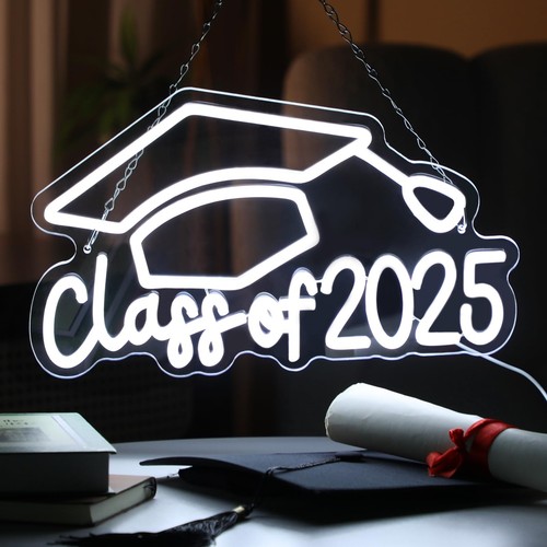 Class of 2025 Neon Sign Grad Led Neon Sign Graduation Wall Decor with Graduat...