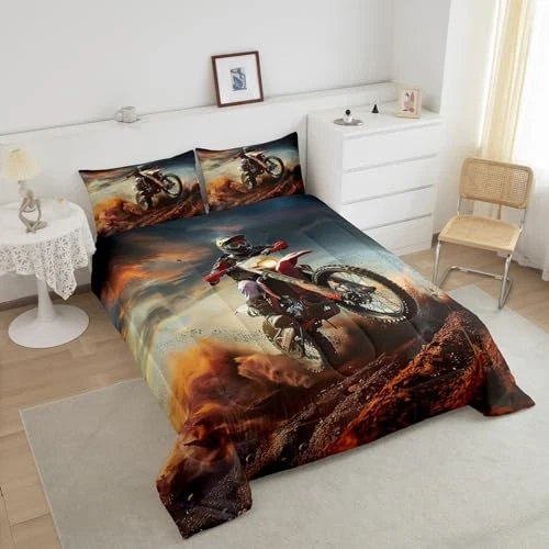 Комплект постельного белья Dirt Bike для девочек мальчиков детей экстремальных видов спорта Queen Multi 27 - Изображение 4 из 4