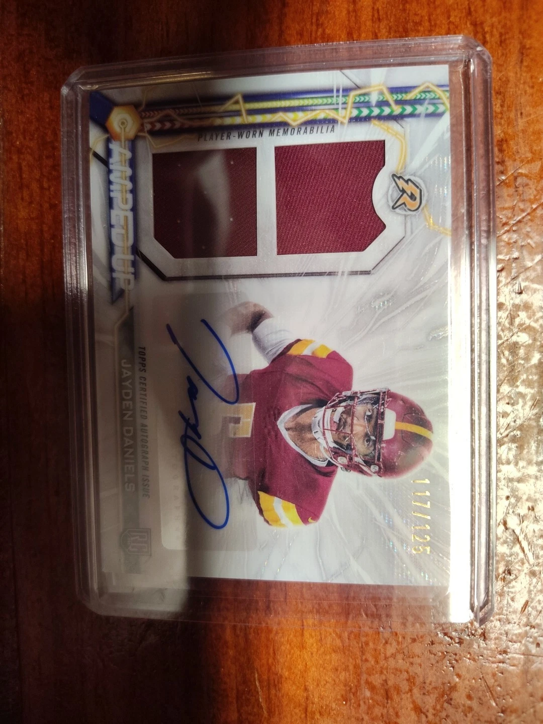 Jayden Daniels Topps Resurgence Amped Up Rookie Patch Autographs #AUJD Orange Power Surge