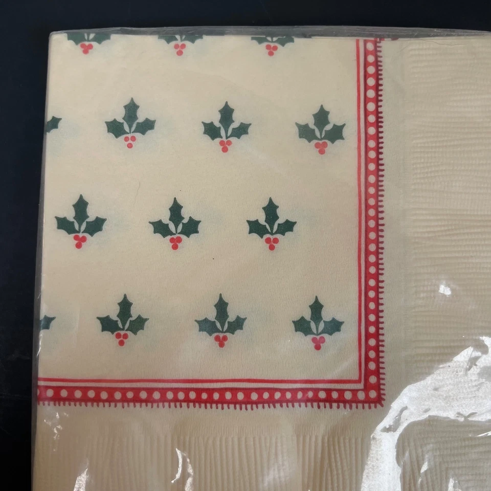 Servilletas de bebidas navideñas con sello de colección paquete sellado de bayas de acebo 16 unidades Foto 2 de 3