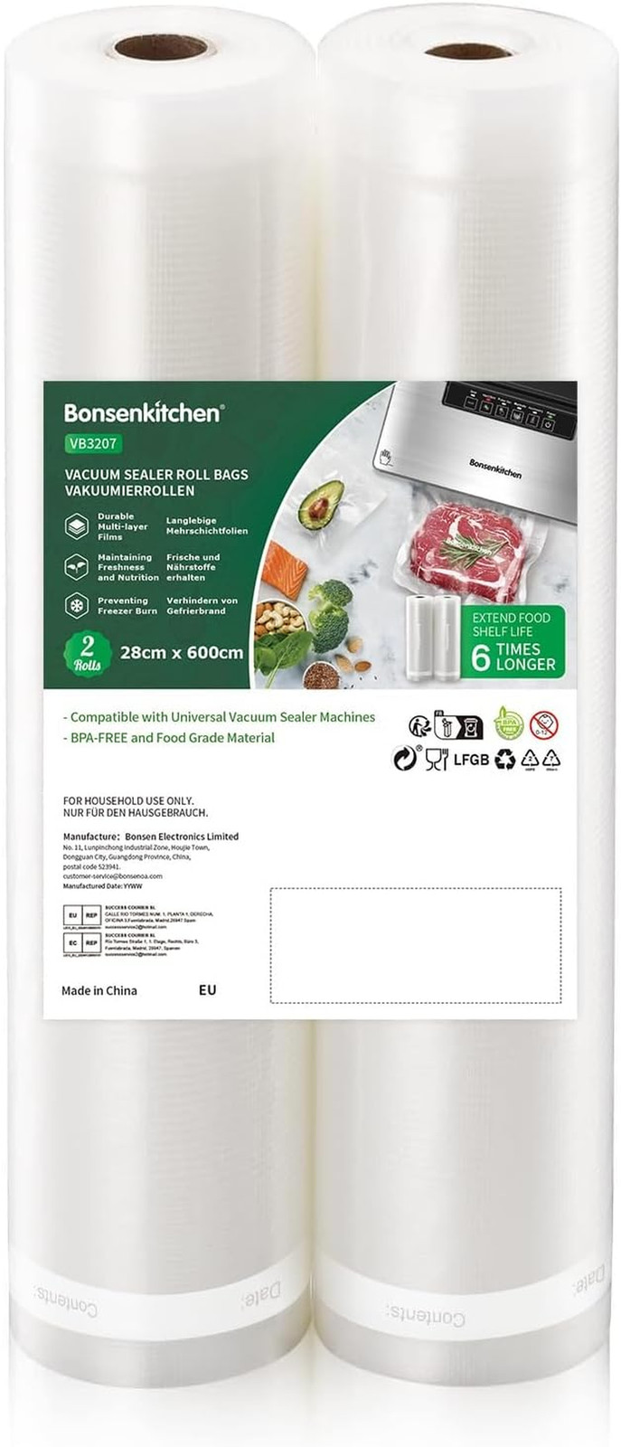 Rotoli per Sottovuoto 28x600cm | Conservazione Alimenti Lunga Durata