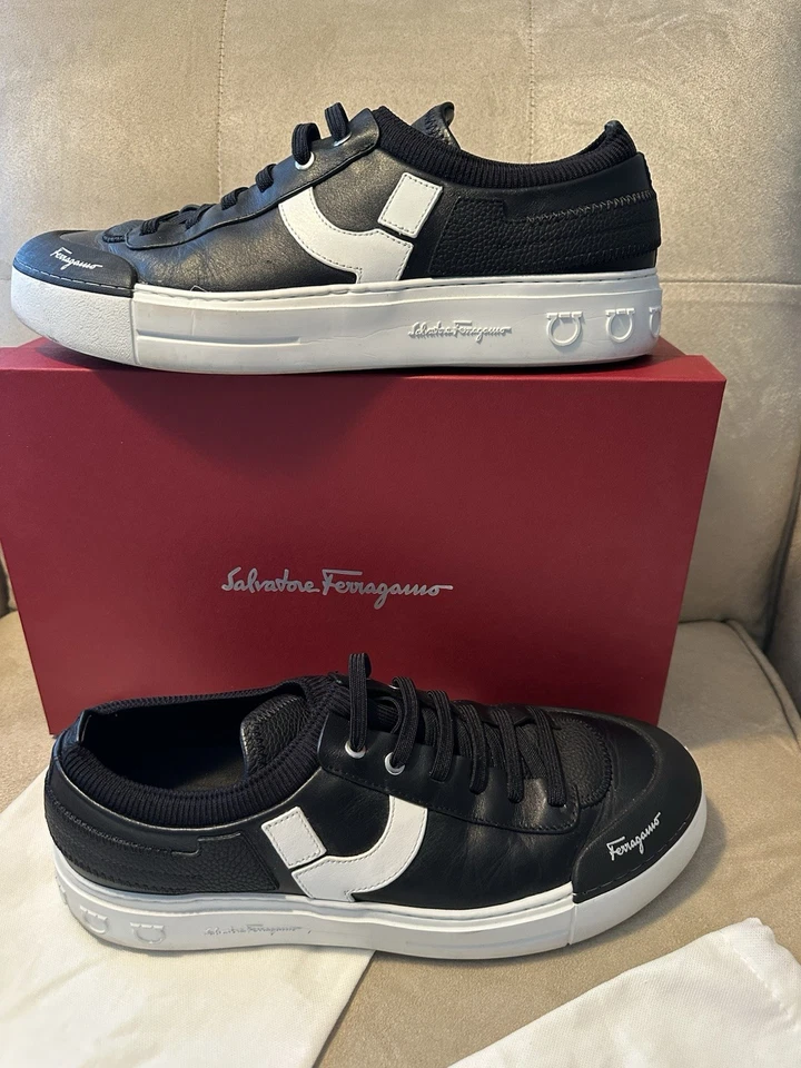 Zapatillas de cuero negras Ferragamo Notion 2 para hombre talla 10 Foto 3 de 4