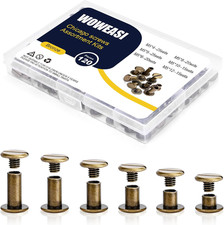 120sets Chicago Screws Kit, 6 Sizes Screw Rivets Bronze Chicago Binding Screws f
