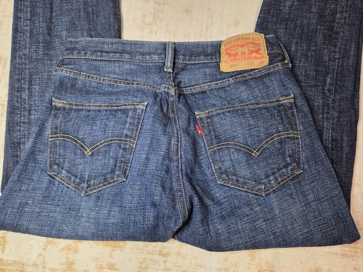 Levis 501 Jeans Mens 3ox27 Blue Straight Leg Button Fly Denim