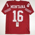 Autographed/Signed JOE MONTANA San Francisco Red Football Jersey JSA COA Auto