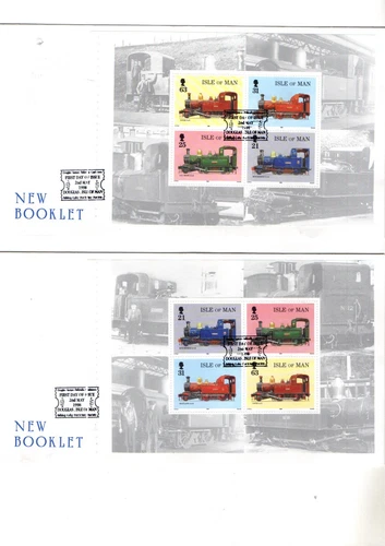 1998 ISLE OF MAN - RAILWAYS - BOOKLET PANE FDC'S X2 FROM COLLECTION C50