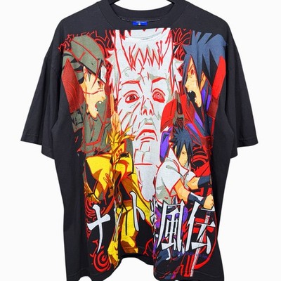 ANIME VINTAGE RUSH NARUTO SHIPPUDEN SASUKE MADARA NINJA BLACK T Shirt MANGA DBZ