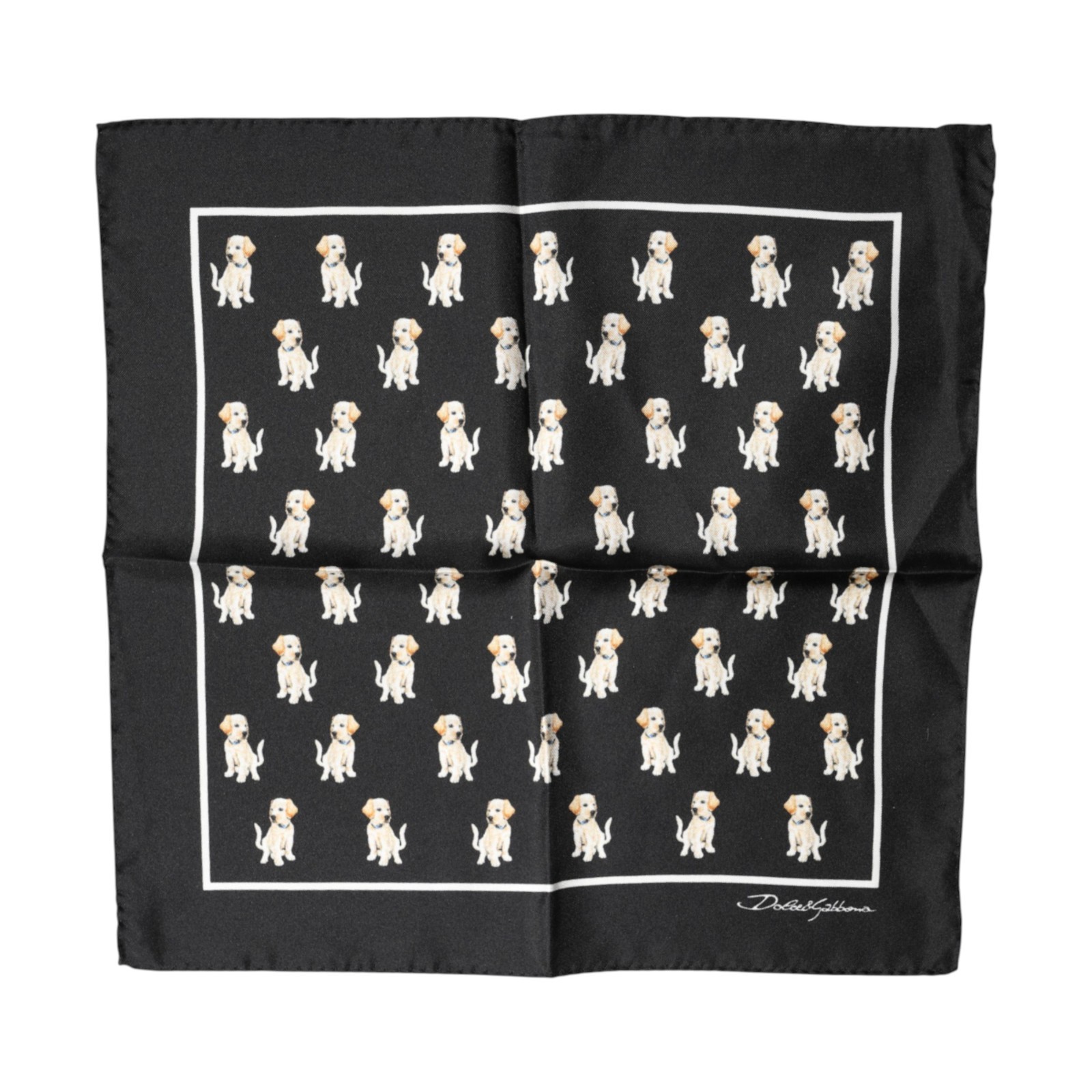 DOLCE - GABBANA Scarf Black Dog Print Square Handkerchief 325cm x 32cm 120usd 13190₽