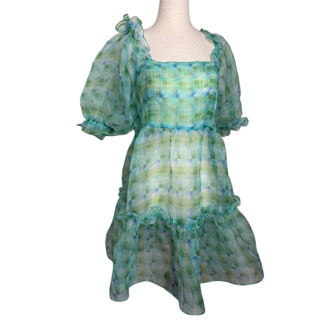 green plaid babydoll dress Kenya Christmas Summer Maxi Dress Santa Claus Spear and Red Green Harambee  Crest by African Pride main image 1
