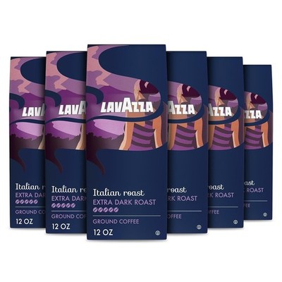 Italian Roast Ground Coffee 6 Bags of 12oz, Dark Roast 100% Arabica
