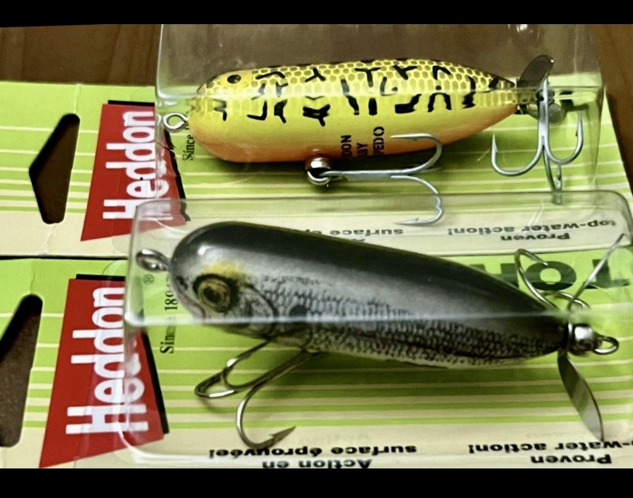 2 Heddon Baby Torpedo X0361 Propbait Topwater Lures G FINISH SHAD/BROWN CRAWDAD - Image 2