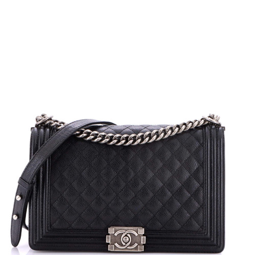 Chanel Boy Flap Bag Quilted Caviar New Medium