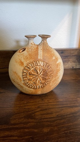 Vintage Warren Hullow Isabel Parks Brutalist Art Pottery Vase Signed - Picture 2 of 4
