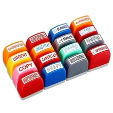 Crtiin 16 Pcs Office Stamp Set Message Self Inking Rubber Stamp Set for Office 