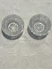 Set of Two Vintage Open Salt Cellars, Round Cut Glass