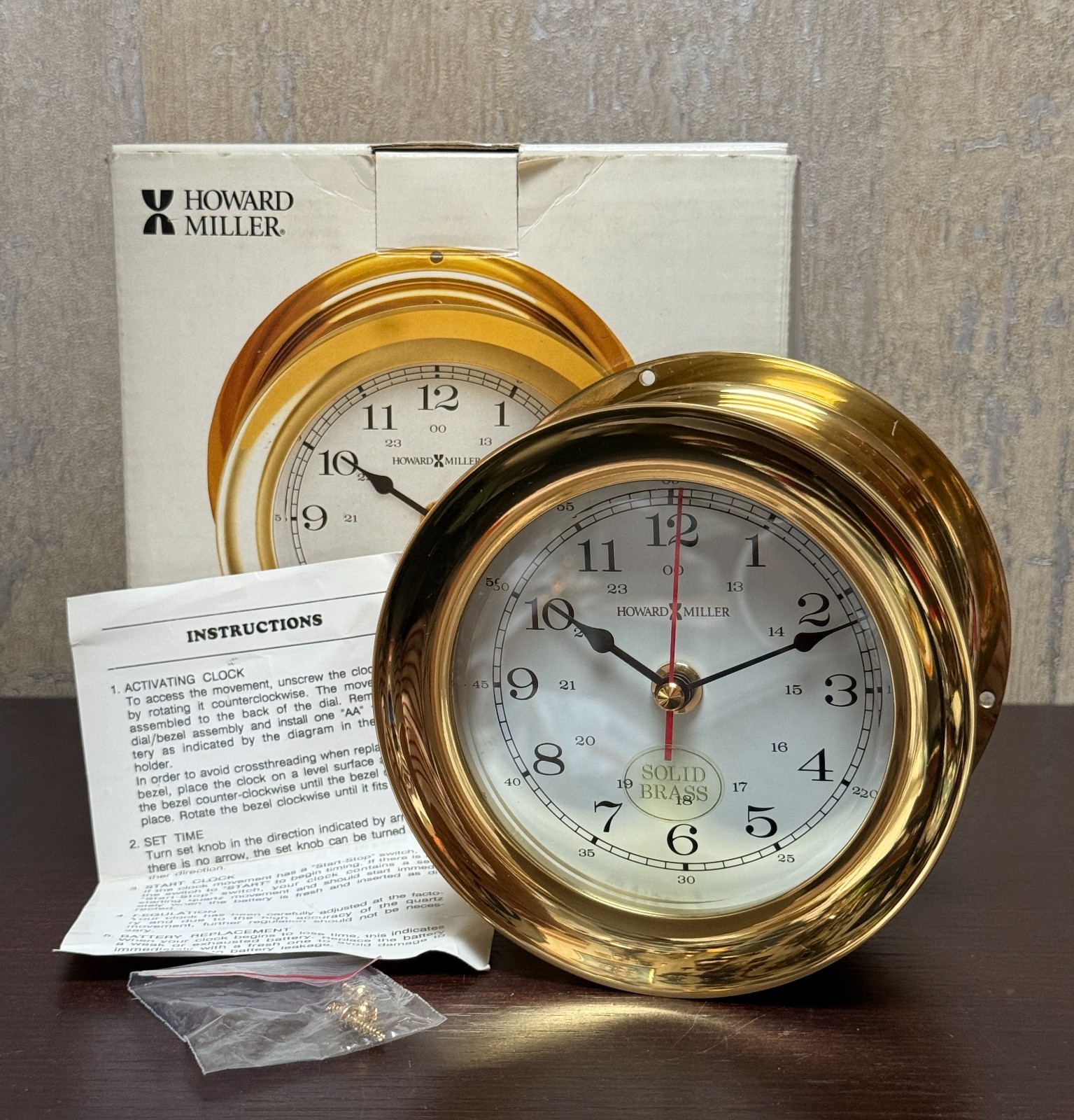 Howard Miller Cartel II 625-228 Solid Brass Nautical Wall Clock 5.25" Quartz