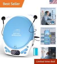 Compact Rechargeable CD Player with AUX, Headphones 60s Anti-Skip Technology