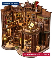 DIY Miniature House Kit, Book Nook Kit, 3D Wooden Puzzles Bookshelf Craft Kits,