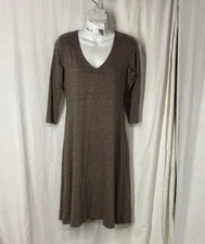 Toad&Co M Rosalinda Brown Ikat Tribal Southwest Red Green Print Dress 3/4 Slv