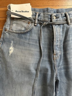 Acne Studios 1991 TOJ Light Blue Distressed Loose Fit Cotton Denim