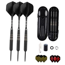Steel Tip Darts Set for Dartboard, Professional Brass Darts Metal Tip Black 