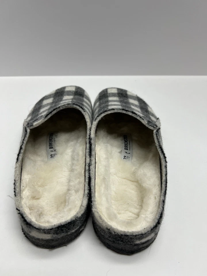 Birkenstock Zermatt Mujer Lana Fieltro Cuadros Talla 8/9 EU 39 Negro Blanco Piel de Oveja Foto 4 de 4