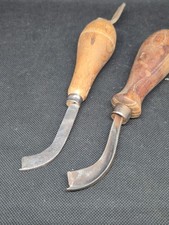 2 Anciens ébourroirs outils de bourrelier cordonnier travail cuir vieux métiers