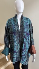 100 Silk Reversible Kantha Jacket, One Size