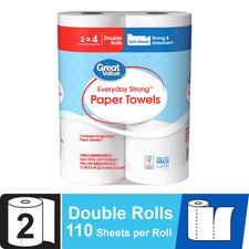 Everyday Strong Paper Towels, Paper, 2 Double Rolls, Split Sheets