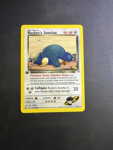 Pokemon TCG Rocket's Snorlax 1st Edition Gym Heros 33/132 NM