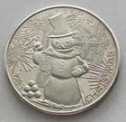 1 Troy oz 1985 Christmas Snowman .999 Fine Silver Round Christmas Wreath Robin
