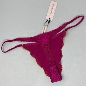 Agent Provocateur Molly Pink Red Silk Thong AP4 Large NWT $150